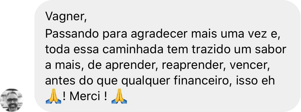 Depoimento de aluno agradecendo o aprendizado