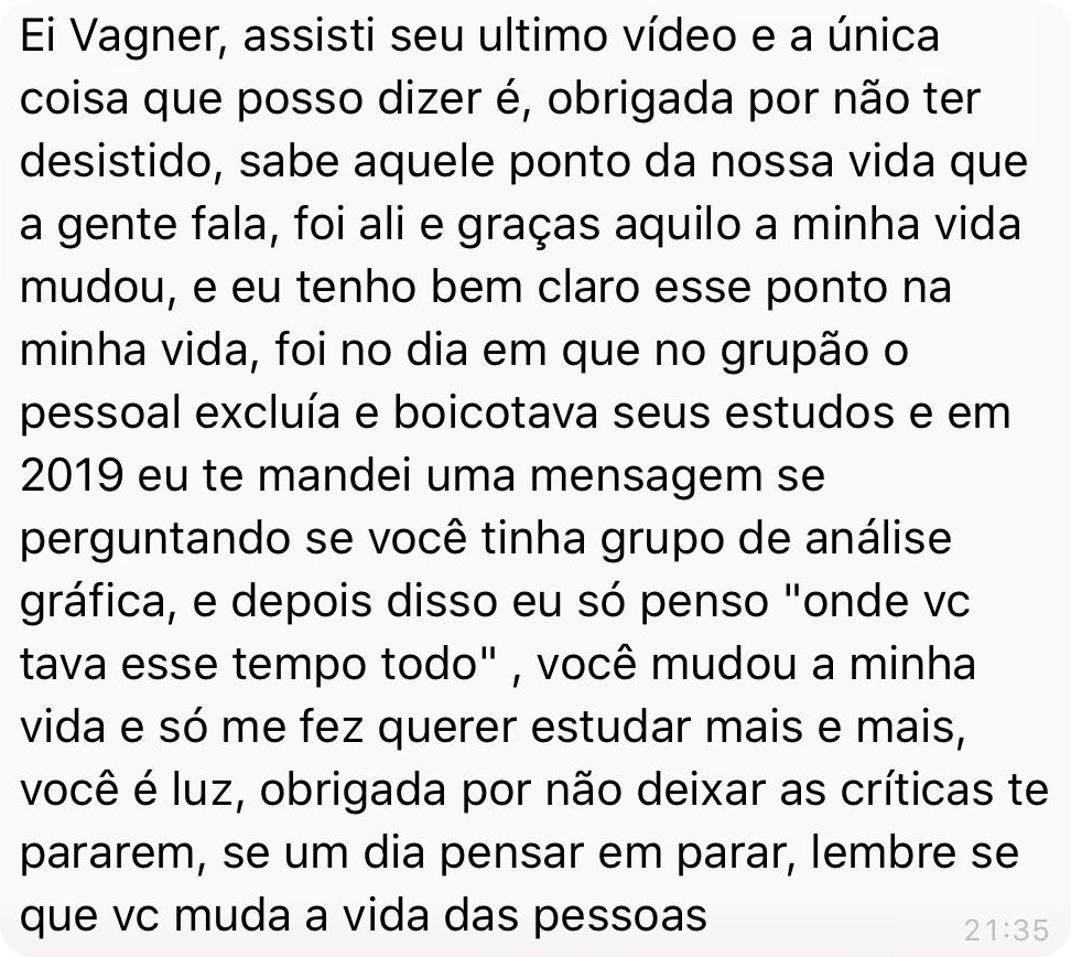Depoimento de aluna sobre mudança nos estudos