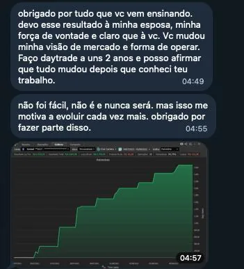 Mensagem de aluno com resultado operacional